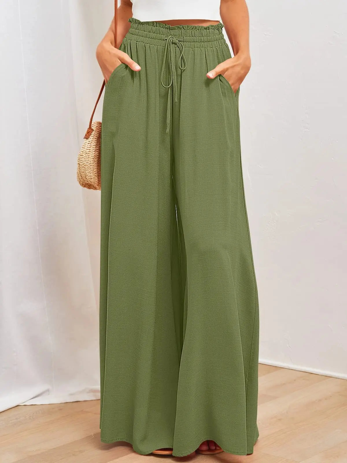 Bianca | Elastic Waist, Wide Leg Trousers
