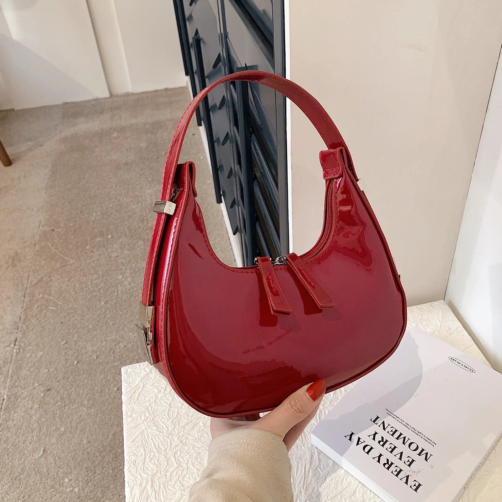 Danica | Red Glossy Shoulder Bag