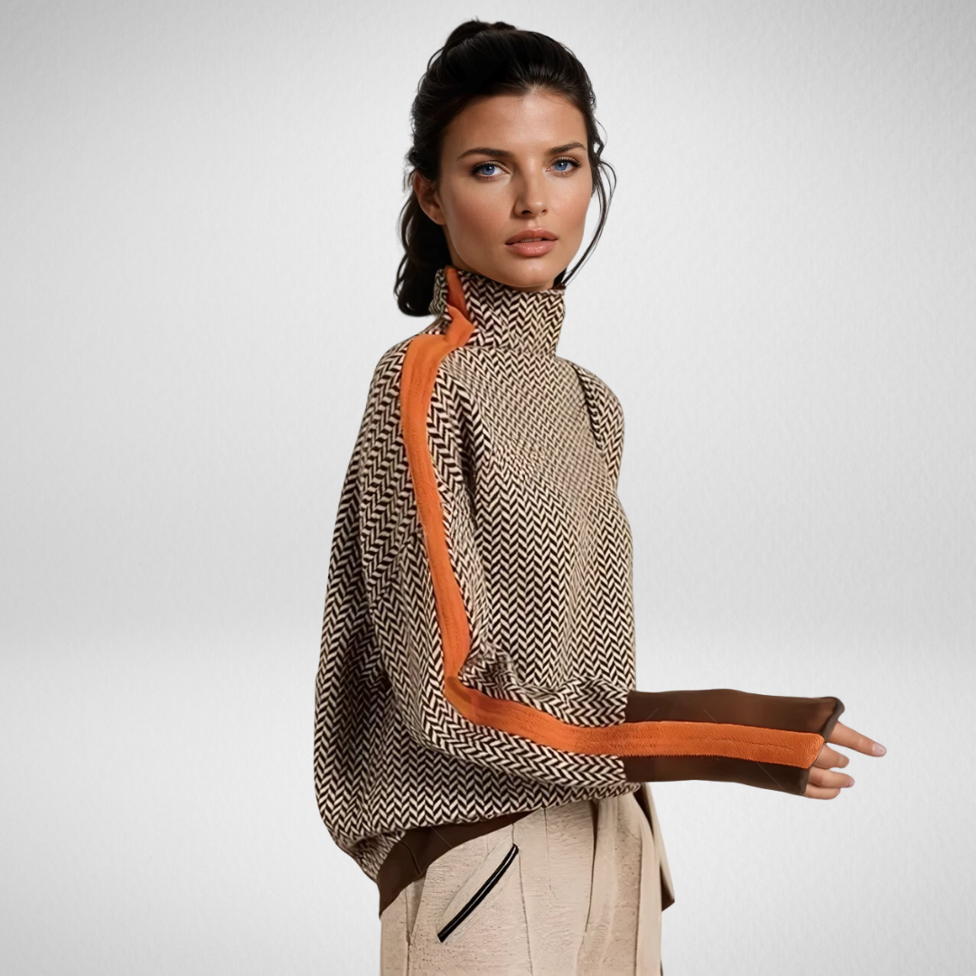 Adriana | Turtleneck Sweater with Contrasting Stripes