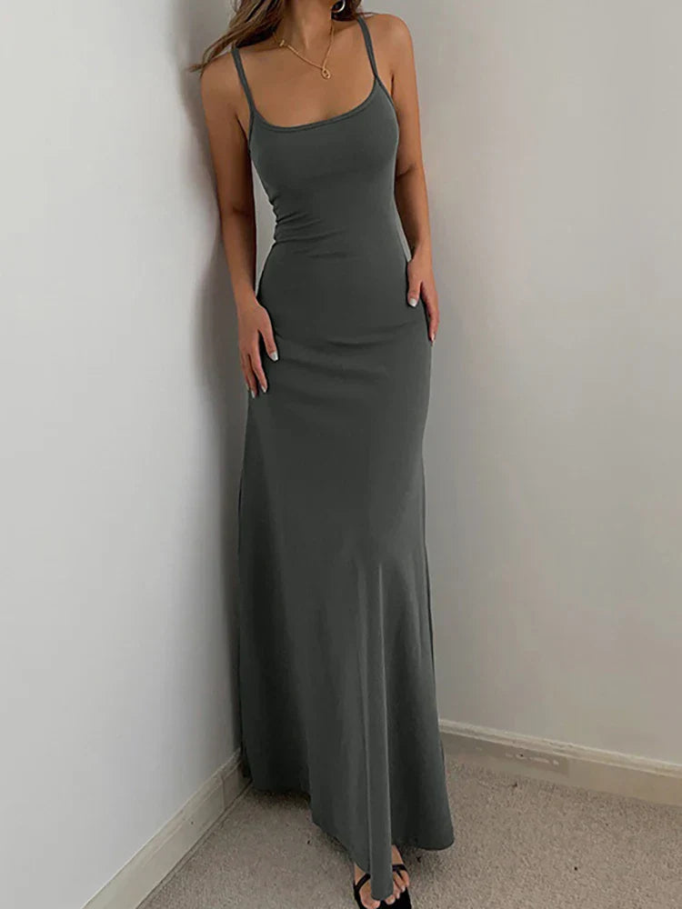 Chloe | Sleek Spaghetti Maxi Dress